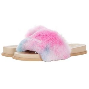 Tie Dye Faux Fur Sandals